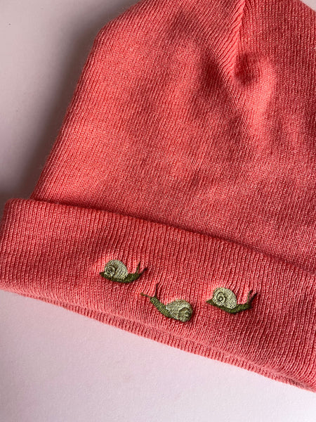 Snail embroidered beanie