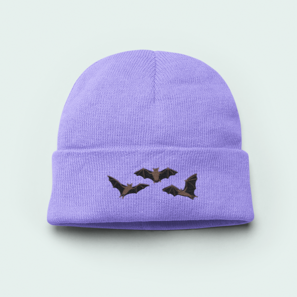 Bat Embroidered Beanie Hat, Bat Beanie Hat, Bat Hat Embroidered by Wonderful World