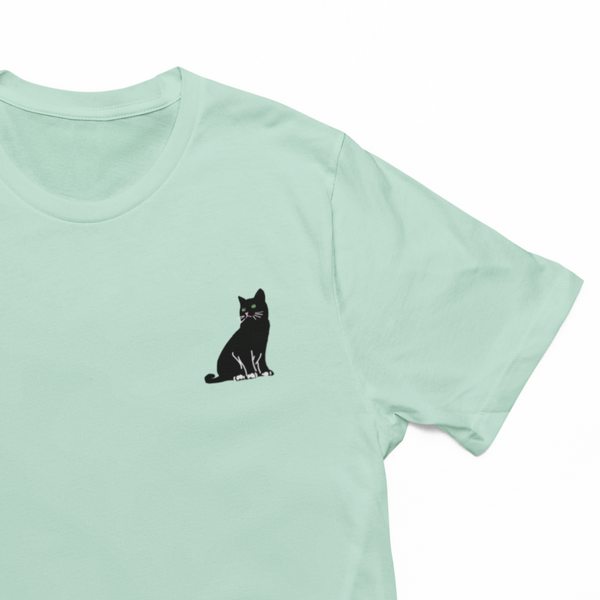 Black Cat Embroidered Tshirt