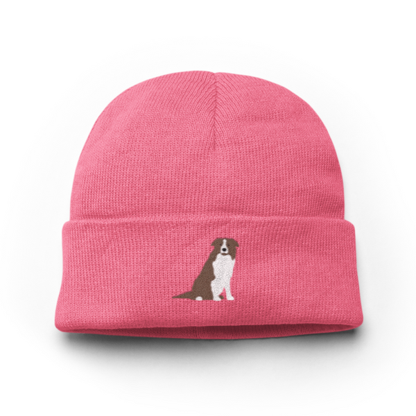 Brown Border Collie Embroidered Beanie hat