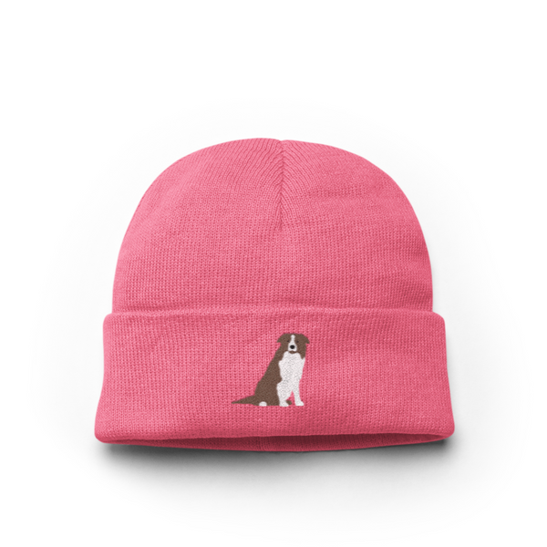 Brown Border Collie Embroidered Beanie hat