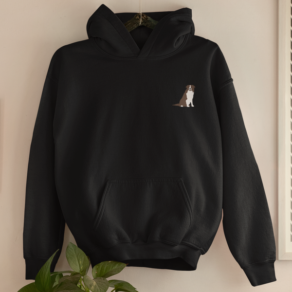 Brown Border Collie Hoodie, Embroidered Brown Border Collie by Wonderful World