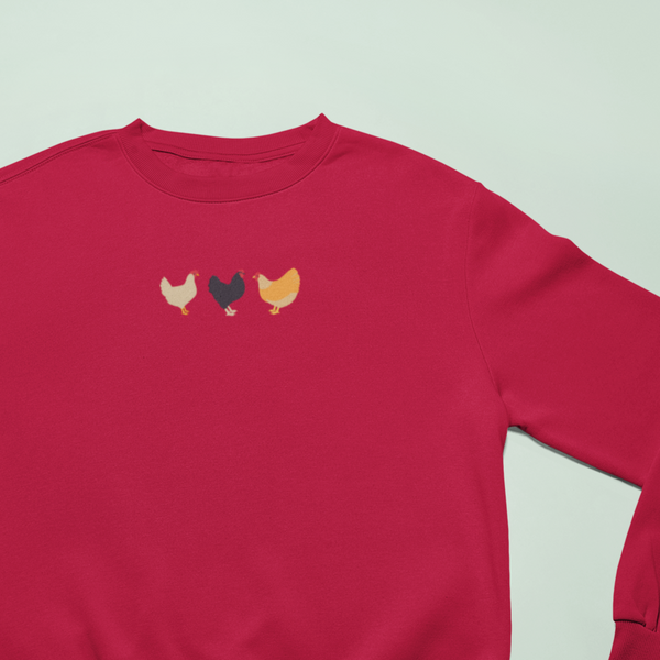 Chicken Sweatshirt, Chickens Embroidered Jumper