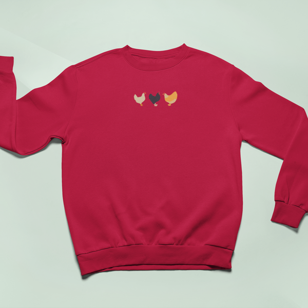 Chicken Sweatshirt, Chicken Jumper with Embroidered Chickens