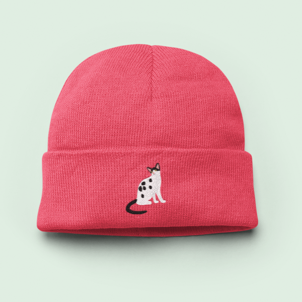 Cow Cat Beanie, Embroidered Cow Cat Hat
