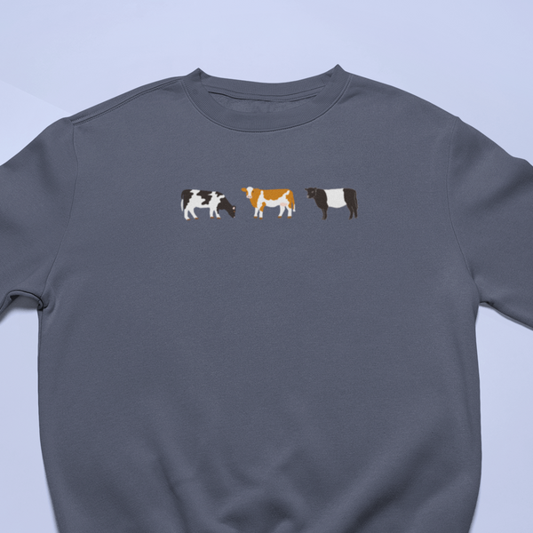 Cow Embroidered Sweatshirt, Cow Jumper, Cow Embroidered by Wonderful World