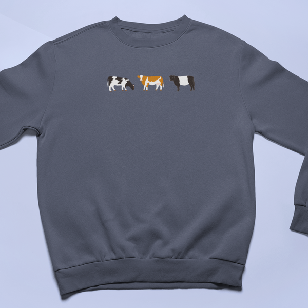 Cow Embroidered Sweatshirt, Cow Jumper, Cow Embroidered by Wonderful World