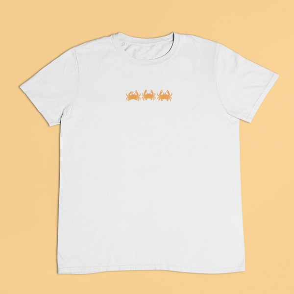 Embroidered Crabs on Tshirt, Ocean life embroidery, Crabs tshirt