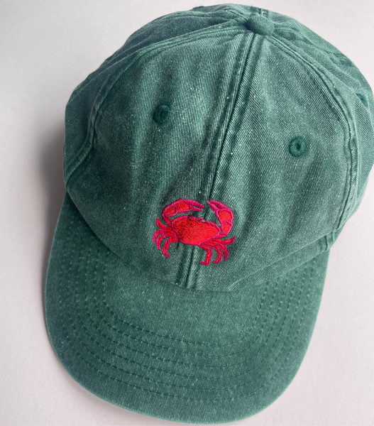 Crab Embroidered Cap, Embroidered Crab Cap