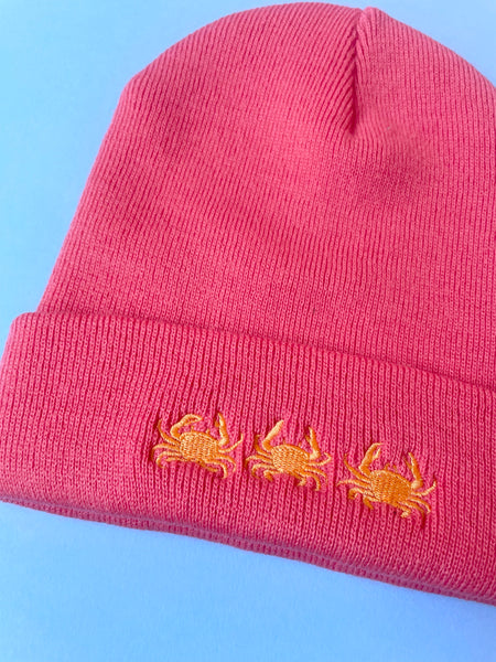 Crab beanie hat, Embroidered Crab Hat