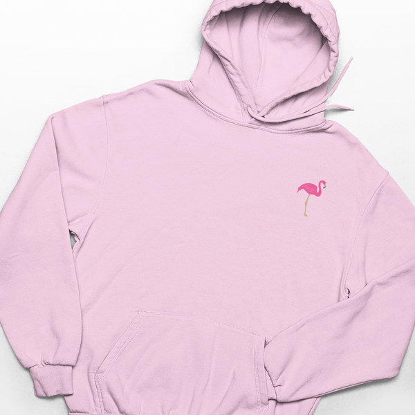 Flamingo Hoodie Pink, Embroidered Pink Flamingo
