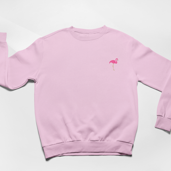 Flamingo Sweatshirt, Flamingo Embroidered Jumper