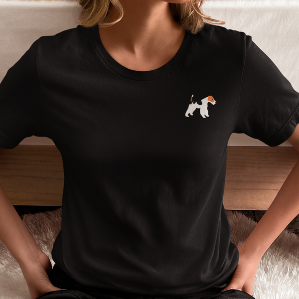 Fox Terrier Tshirt, Fox Terrier Embroidered Tshirt