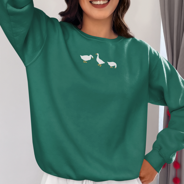 Geese Jumper Embroidered Wonderful World, Geese Sweatshirt, Embroidered Geese Jumper