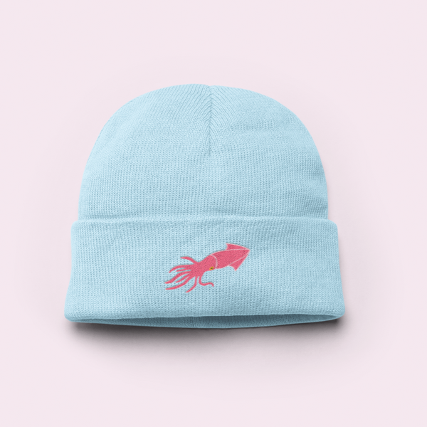 Giant Squid Embroidered Beanie Hat, Giant Squids, Squid Beanie Hat