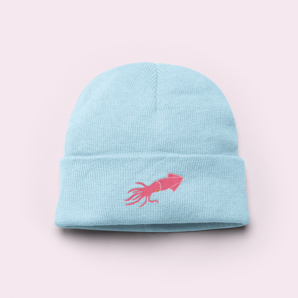 Colossal Squid Beanie Hat, Embroidered Giant Squid Beanie