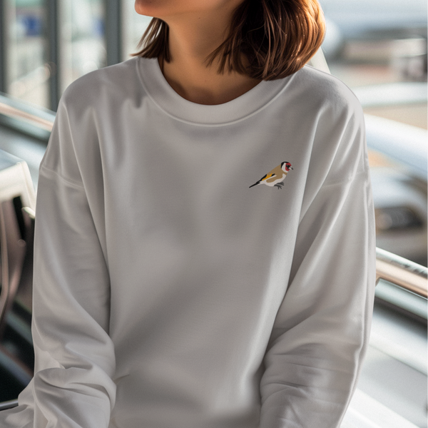 Goldfinch Bird Embroidered Jumper, Embroidered Goldfinch