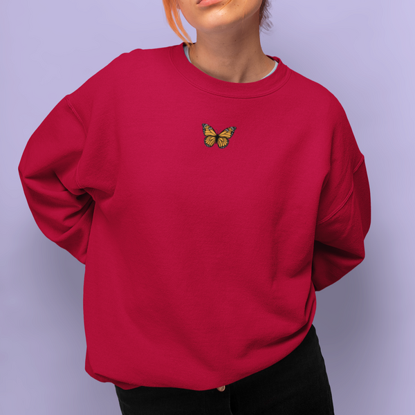 Monarch Butterfly Sweatshirt, Monarch Butterfly Jumper, Embroidered Monarch Butterfly