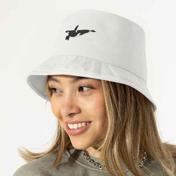 Orca Whale Embroidered Bucket Hat, Wonderful World Orca