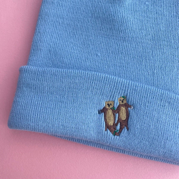 Otter Embroidered Beanie Hat, Otters Embroidered, Wonderful World Beanie Hat