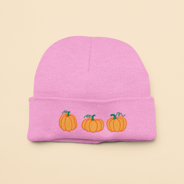 Pumpkin Beanie Hat in Pink