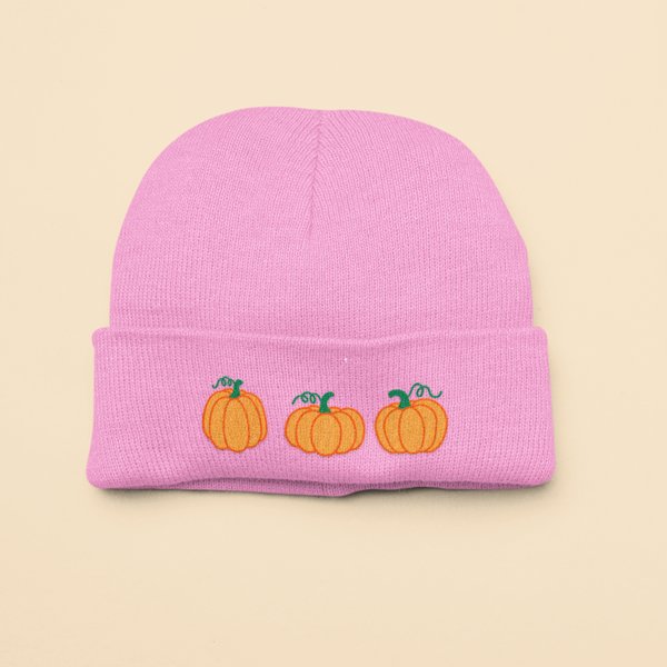 Pumpkin Embroidered Beanie Hat