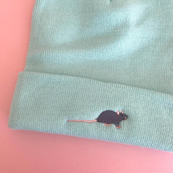 Rat Embroidered Beanie hat