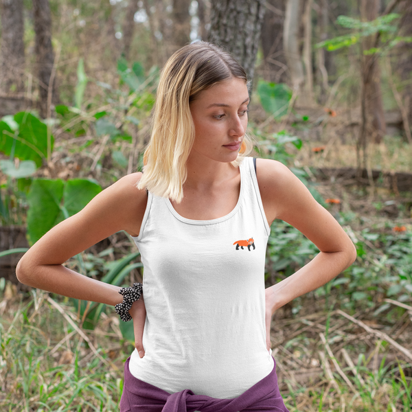 Red Panda Embroidered Vest Top
