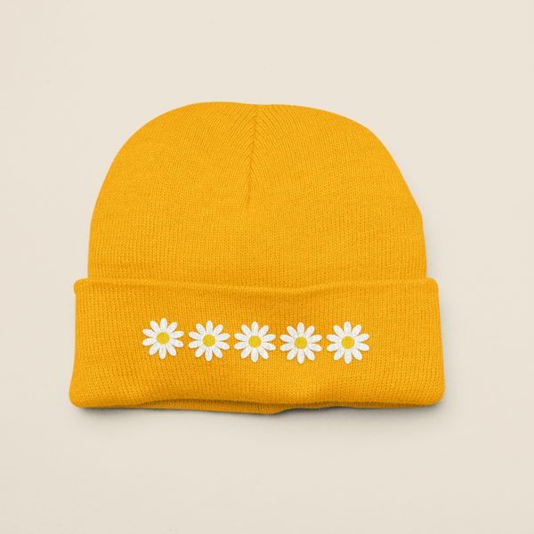Daisy Embroidered Beanie Hat