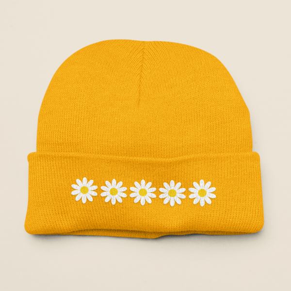 Daisy Embroidered Beanie Hat
