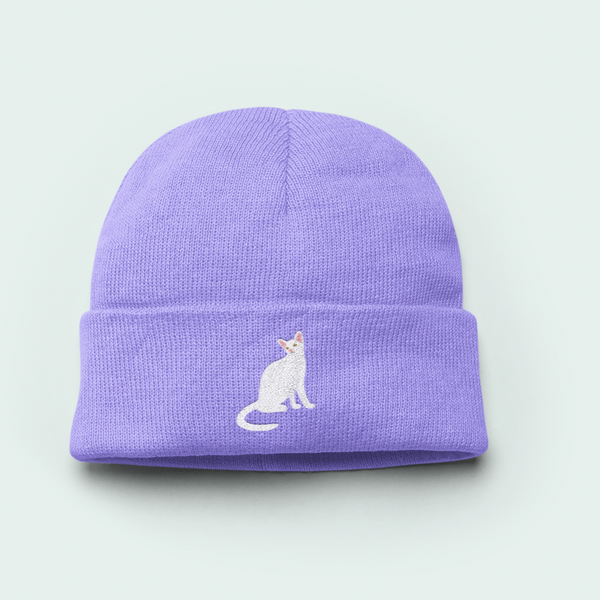 White Cat Beanie Hat, White Cat Hat