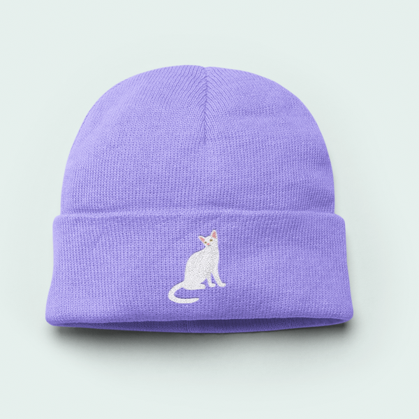 White Cat Hat, White Cat Beanie