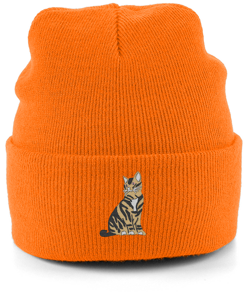 Tabby Cat Embroidered Beanie Hat