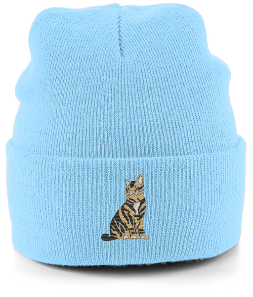 Tabby Cat Embroidered Beanie Hat