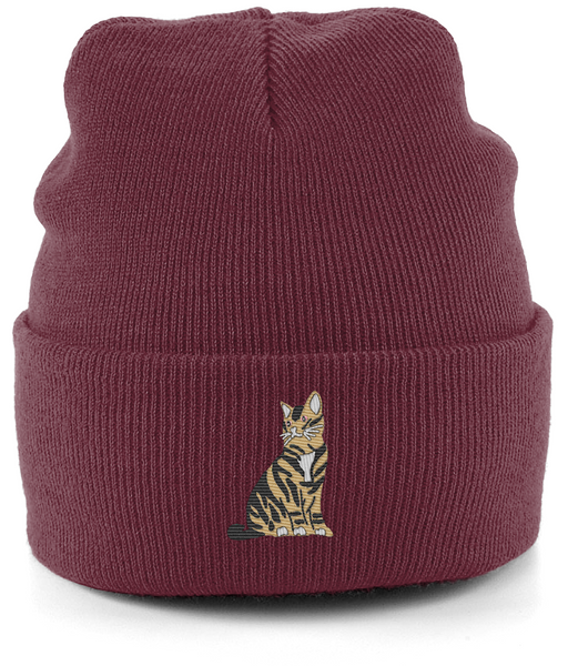 Tabby Cat Embroidered Beanie Hat