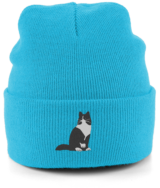 Cat Tuxedo Long Hair Cat Beanie
