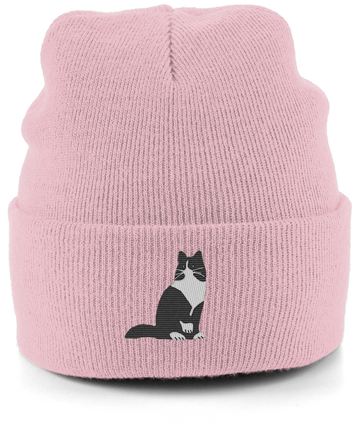 Cat Tuxedo Long Hair Cat Beanie