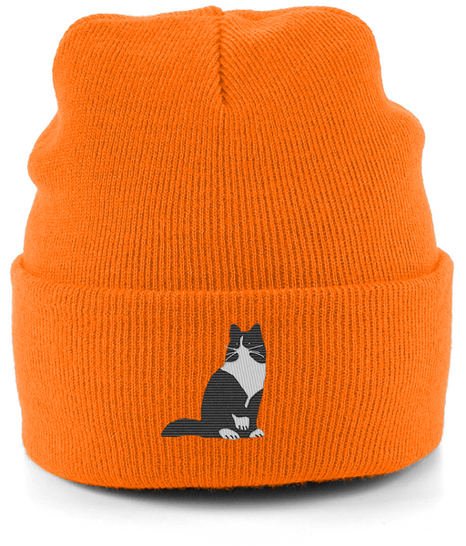 Cat Tuxedo Long Hair Cat Beanie