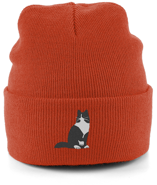 Cat Tuxedo Long Hair Cat Beanie