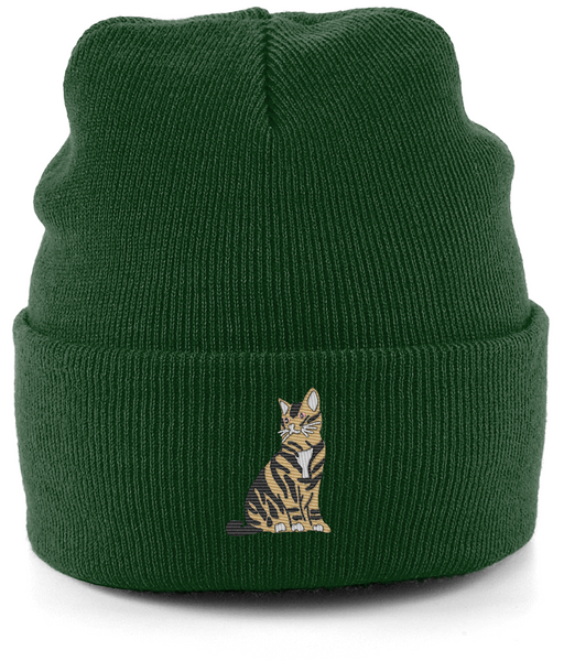 Tabby Cat Embroidered Beanie Hat