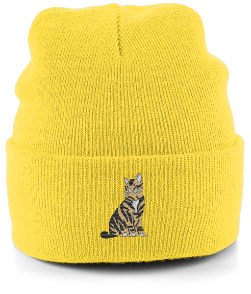 Tabby Cat Embroidered Beanie Hat