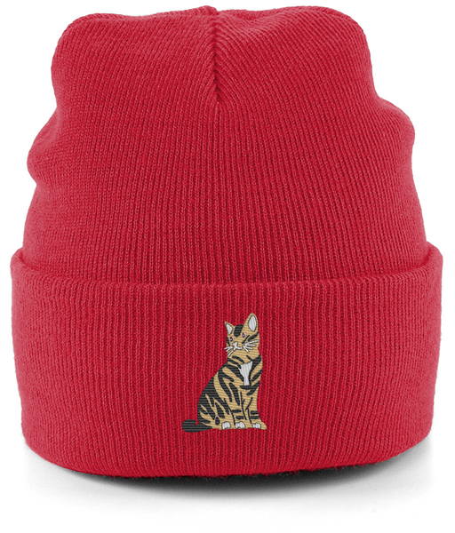 Tabby Cat Embroidered Beanie Hat