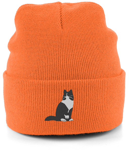 Cat Tuxedo Long Hair Cat Beanie