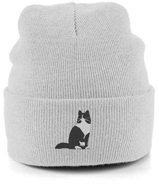Cat Tuxedo Long Hair Cat Beanie