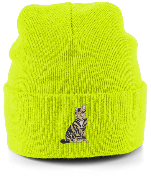 Tabby Cat Embroidered Beanie Hat