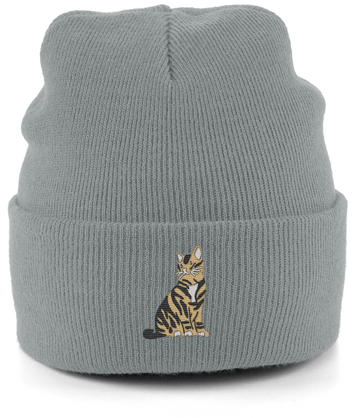 Tabby Cat Embroidered Beanie Hat