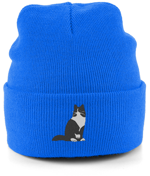 Cat Tuxedo Long Hair Cat Beanie
