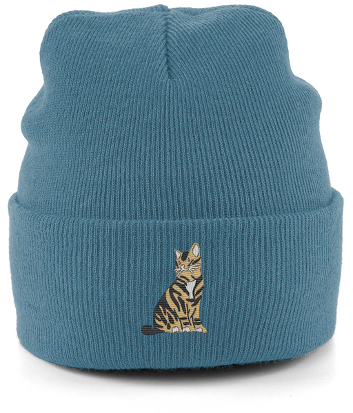 Tabby Cat Embroidered Beanie Hat