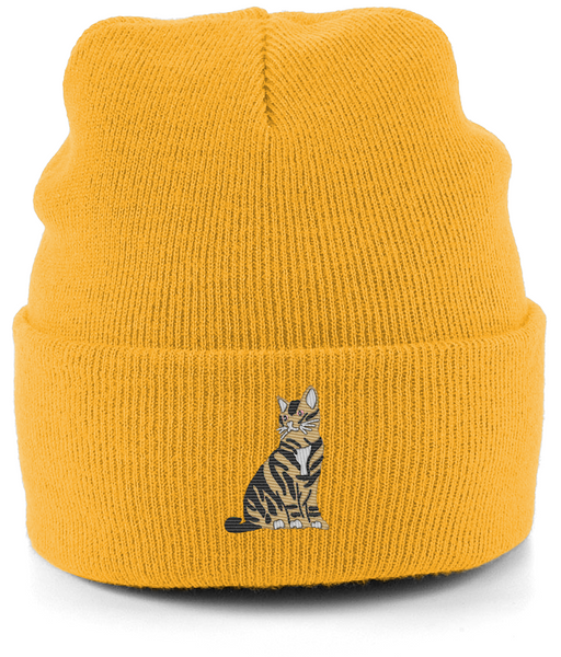Tabby Cat Embroidered Beanie Hat