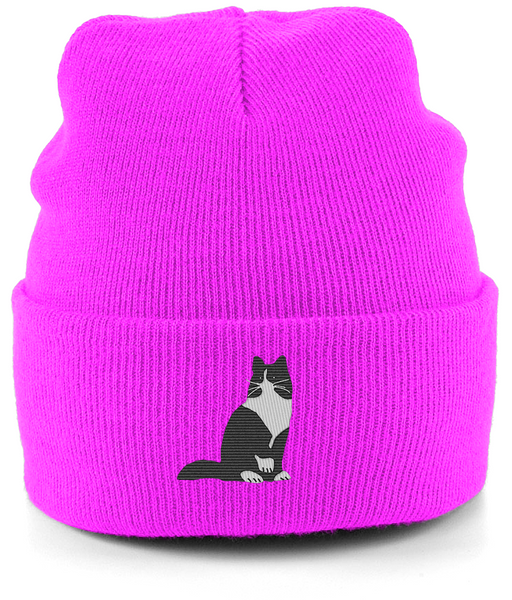 Cat Tuxedo Long Hair Cat Beanie